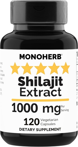 [BRSWYGQFPMOR6E3D] MONOHERB Shilajit Extracto 1000 mg - 120 cápsulas vegetarianas