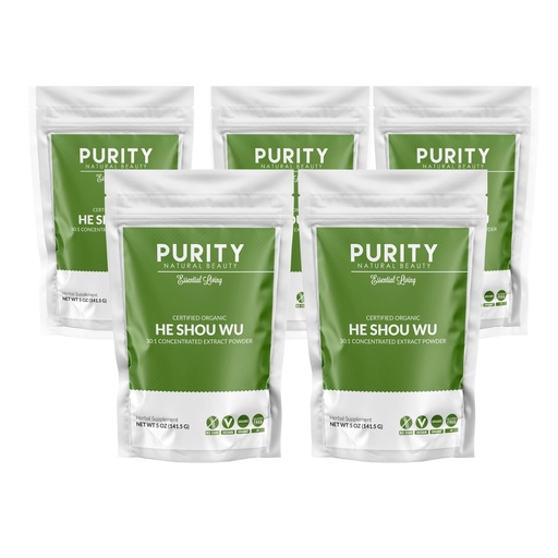 [BRSROZI3OQJW2EYU] Certified Organic He Shou Wu - Large 5oz Bag of 30:1 Concentrated-Fo-ti - Organic Foti Extract- Fo ti He Shou Wu Organic (Pack of 5-25 Ounces)