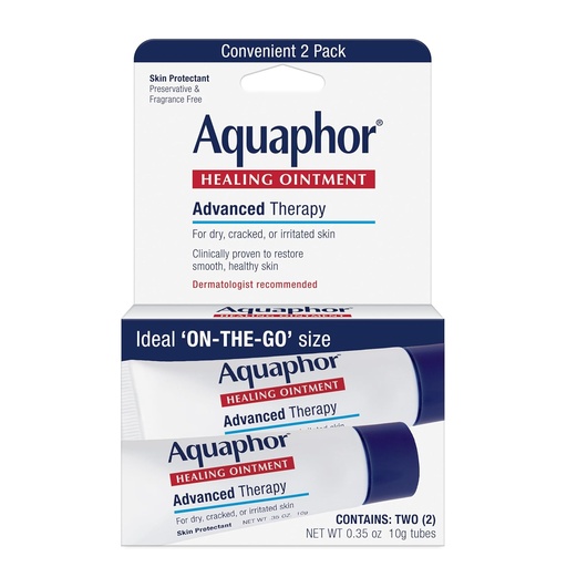 [BRSWIYYAAIHGGHQ7] Aquaphor Healing Ointment Advanced Therapy Skin Protectant, Dry Skin Body Moisturizer, 0.35 Oz Tube, Pack de 2