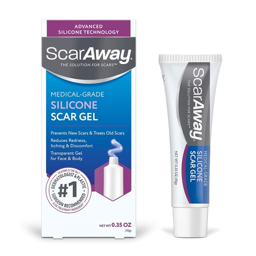 [BRSRMCD6BUMGAGTJ] ScarAway Silicone Scar Gel, ajuda a melhorar o tamanho, cor e textura de cicatrizes hipertróficas e Keloid de lesões, queimaduras e cirurgia, resistente à água, 10g (0,35 Oz)