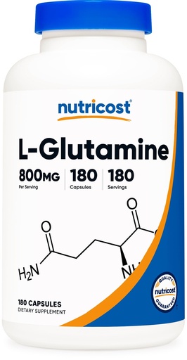 [BRSWKFQKBANBWYIZ] Nutricost L-Glutamine 800mg, 180 Capsules - Gluten Free, Non-GMO