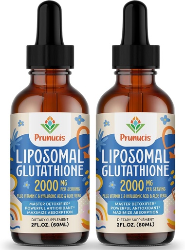[BRSROFLYCIBGM23B] 2000MG Liposomal Glutathione Liquid, 98% Absorción, Forma activa L-Glutathione Suplemento, Vegan Friendly, Poderoso Complejo Antioxidante para Sistema Inmune, Defensa del envejecimiento, Detox, 4 FL.OZ