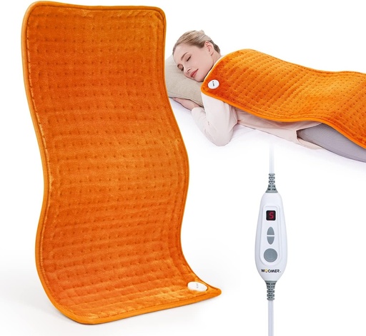 [BRSWYBTRCUFR4EL7] WOOMER Extra Large Heating Pad, 17"x33" XL Heating Pad, Heat Pad with Multi-Color Option, Moist Heat Therapy Feature, Auto Shut-Off, Power Cords Storage Belt
