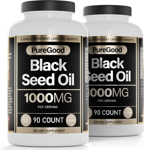 [BRSRAGQNAQHRY3YZ] 2 Pack - Black Seed Oil Capsules, 500 Mg, Cold Pressed High Potency Digestive Aid, 90 Count 100% GMO Pure Black Cumin Seed Oil Capsules