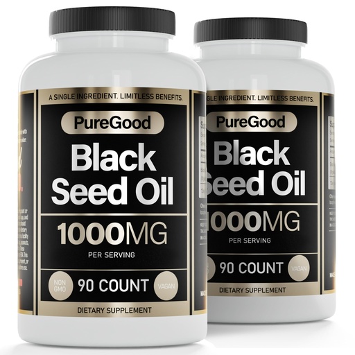 [BRSRAGQNAQHRY3YZ] 2 Pack - Black Seed Oil Capsules, 500 Mg, Cold Pressed High Potency Digestive Aid, 90 Count 100% Non GMO Pure Black Cumin Seed Oil Capsules