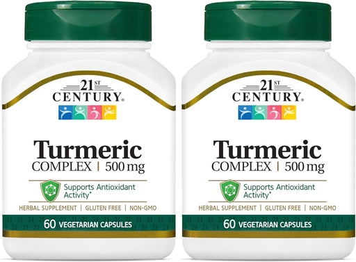 [BRSRAY3ROYIGOHT2] 21st Century Turmeric Complex Vegetarian Capsules, 60 Conde (Pack of 2)