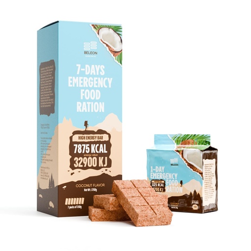 [BRSROAITOECQKC36] MRE Emergency Food Supply - 7-days Coconut Biscuit Bars MRE Meals Military 2024 Survival Kit - 20 Years Shelf Life Camping Hiking Supplies