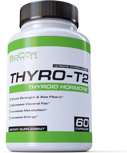 [BRSWKGDQOR4GOHLA] BioCor Nutrition Thyro-T2 Thyroid הורמון שמן שורר - Boost Metabolism וירידה במשקל (60 קפסולות - 1 חודש אספקה)