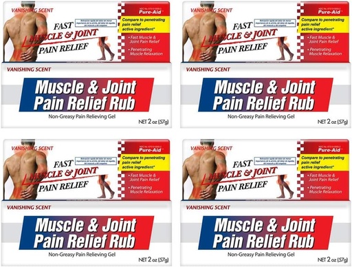 [BRSWY2Y6BAMAMDQV] Muscle & Joint Pain Relief Rub, Fast Relief from Minor Arthritis, Backache, Muscle & Joint Pain Non-Greasy Cream, 2oz (4pk)