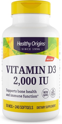[BRSWIGT2BADWGALO] Healthy Origins Vitamin D3, 2000 IU, 240 Count