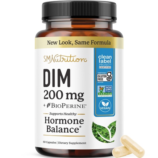 [BRSWIZACB56QAADK] DIM Supplement 200 mg | Estrogen Balance for Women & Men | Hormonal Acne, Hormone Balance, Menopause & Antioxidant Support | Clean Label Project Certified, Vegan & Soy Free Diindolylmethane | 60 Ct.