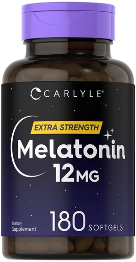 [BRSW2CQHPMCRSAYZ] Carlyle Melatonin 12 mg | 180 Softgel Capsules | Adult Extra Strength Support Supplement | Non-GMO, Gluten Free