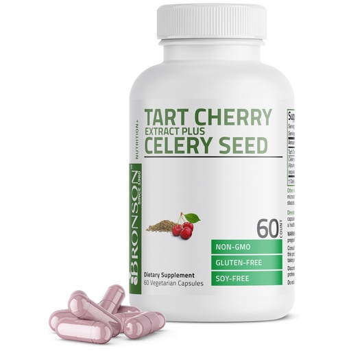 [BRSWGBQNBVYRS23J] Bronson Tart Cherry Extract + Celery Seed Capsules - Powerful Uric Acid Cleanse, Joint Mobility Support & Muscle Recovery Supplement - Non-GMO Formula - 60 Vegetarian Capsules