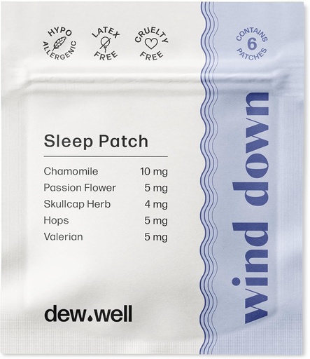 [BRSW2GA3A4NW2GY2] Dew Well Wind Down Sleep Patches - Melatonin Free Chamomile & Passion Flower Patches for Natural Rest Aids - Stress Strips for Migraine Relief - Sleep Sticker & Hot Sleeper Relief - 6 Count Clear