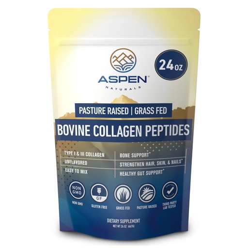 [BRSWKHYKCUNBOF32] Bovine Collagen Peptides Powder 24oz (1.5 lbs) - Unflavored Hydrolyzed Type I & III Protein | Grass Fed, Pasture Raised | Hair, Skin, Nails & Gut | Easy to Mix | Paleo Friendly, Non-GMO, Gluten-Free
