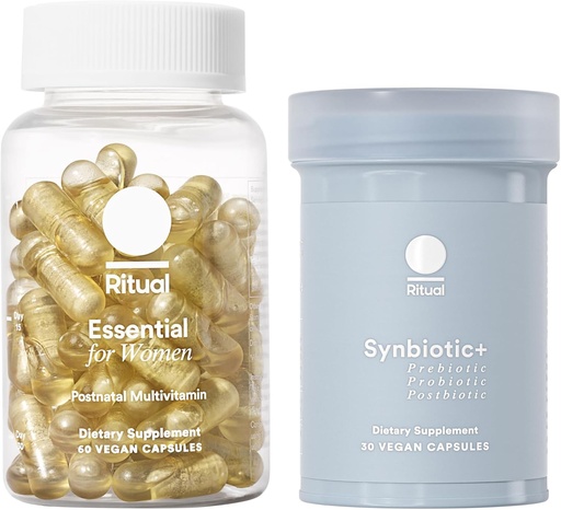 [BRSROCQFCANWKDT4] Ritual Postnatal Multivitamin and Gut Duo Supplements with Postnatal Vitamins and Synbiotic+: 3-in-1 Probiotic, Prebiotic, Postbiotic, Supports Lactation, and Gut Health, 30 Day Supply