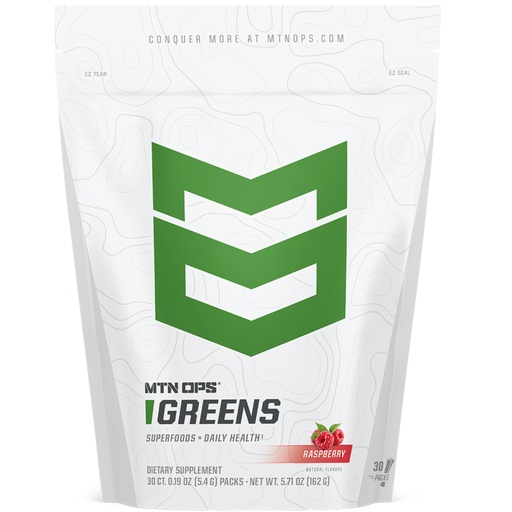 [BRSRAY34CIMGC3Y6] MTN OPS Greens Superfood Drink Mix Daily Greens Powder with Super Greens Chlorophyll Digestive and Immune Support Raspberry Flavor 30 On The Go Stick Packs