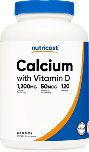 [BRSW22TRAFYAGEIZ] Nutricost Calcium med D-vitamin, 240 tabletter - Calcium (1200mg) D-vitamin (50mcg) Per Serving - Non- GMO, Gluten Free