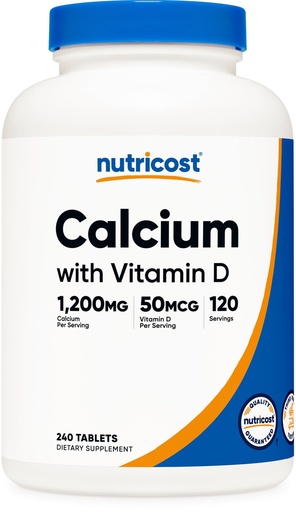 [BRSW22TRAFYAGEIZ] Nutricost Calcium with Vitamin D, 240 Tablets - Calcium (1200mg) Vitamin D (50mcg) Per Serving - Non-GMO, Gluten Free