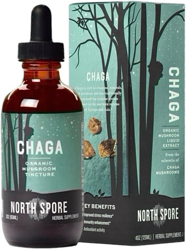 [BRSRAEIDOIMGM33Z] North Spore Organic Chaga Mushrom Tincture (4 oz) 
