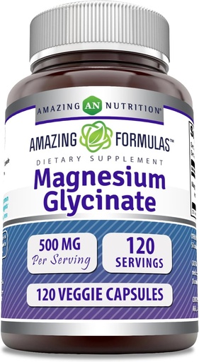 [BRSRAH33BEFWGDI7] Amazing Formulas maşın Glycinate 500 Mg | Veggie Capsules Təhlükəsiz / Gluten-Free / ABŞ-da Made (Unflavored, 120 Count)