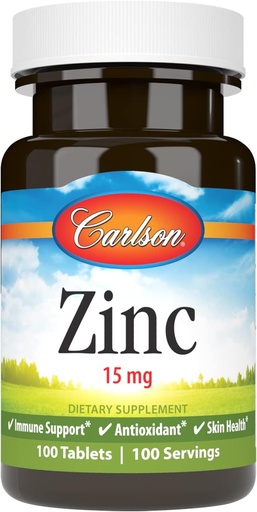 [BRSWIYILCUAAAADI] Carlson - Zinc, 15 mg, Zirnc Phụ, Zic Gluconate, Immune Consment & Gkin Health, Zirc, Antioxidant, Zic Capsules, 100 bảng
