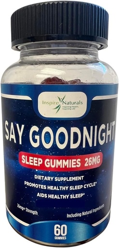 [BRSRMAAQCMPBQYDV] Say Goodnight Melatonin Gummies - Melatonin 2mg, Passionflower, May Promote a Healthy Sleep Cycle, Non-Habit Forming, Natural Ingredients, May Help Calm & Relax The Body, 60 Gummies