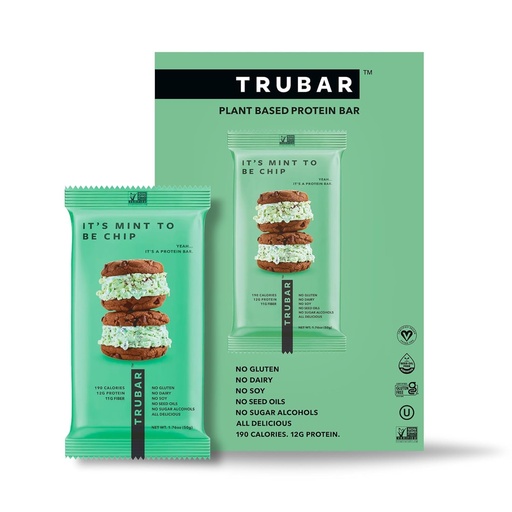 [BRSROFAPOYHBSG36] TRUBAR Vegan Protein Bares - Soy Gratis, Dairy Free, Gluten Free Protein Bars - No Sugar Alcoholes - No GMO - 12g de Proteína - Es Mint Ser Chip - 12 Conde