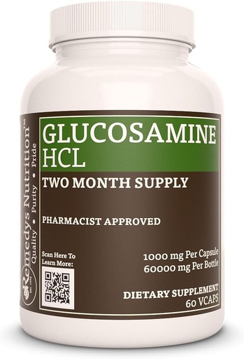 [BRSW22YKBF7BE2AU] Remedy’s Nutrition Glucosamine HCL | 1,000 mg, 60 Vegan Capsules Dietary Supplement | Two Month Supply