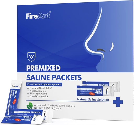 [BRSRAZI7A4MR6A33] FireAnt Saline Packets for Sinus Rinse, 100 Premixed Neti Pot Salt Packet for Nasal Rinse, Sinus Rinse Packets for Nasal Irrigation System, PH Balanced - Slate Blue
