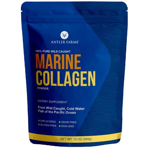 [BRSROFQHAAMWGELP] Antler Farms - 100% Pure, Clean Marine Collagen Powder from Wild Caught Pacific Snapper, 12 oz – Soluble in Hot or Cold Liquids, Highly Bioavailable, Rapid Absorption, No Taste or Smell