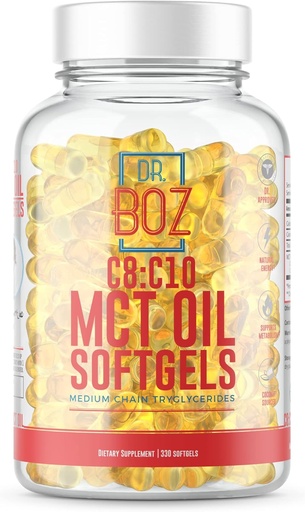 [BRSWGGTRBYCR63D5] Dr. Boz - C8:C10 MCT Oil Supplement (330 Softgels) - Doctor Approved - Natural Energy, Weight Management, & Mental Focus - Increases Ketones - Made from Pure Coconut Oil - Made in The USA - Self Care