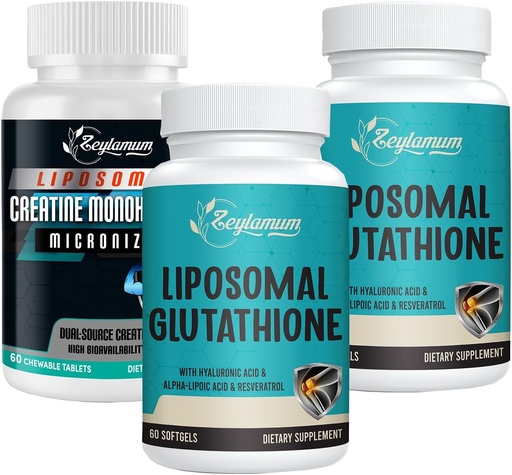 [BRSRAFD4PIMWOHT7] Liposomal Glutathione Softgels - 120 Softgels + Creatine Monohydrate Micronized - 60 Counts
