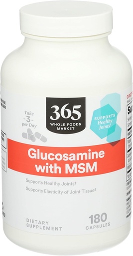 [BRSWGZQBOUBGC2YZ] 365 by Whole Foods Market, Glucosamine with MSM, 180 Capsules