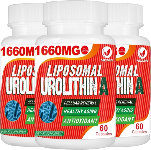 [BRSRAGARCB5WAYL3] 1660MG Urolithin A Supplement - Liposomal Urolithin 180 Capsules