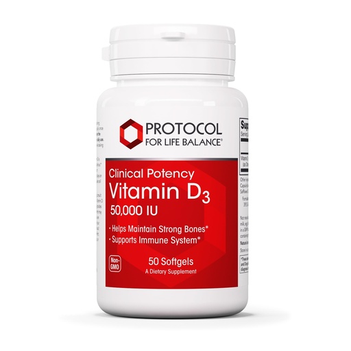 [BRSW2EIFCUMB4G3P] Protocol Vitamin D3 50000 IU - Immune Support, Healthy Bones and Teeth - 50 Softgels