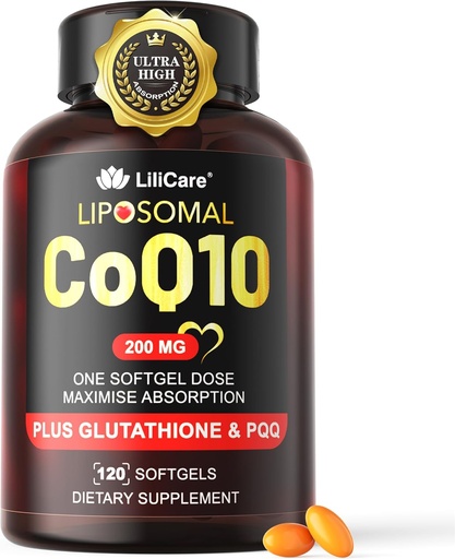 [BRSRAGAFDMBGM33U] CoQ10-200mg-Softgels, 120 Serves Liposomal CoQ10 PQQ & Black Pepper Extract for Maximum Абсорбция - Ultra Ubiinoline Coenzyme Q10 Допълнение Мощен антиоксидант поддържа Hear-t & Energy Boost