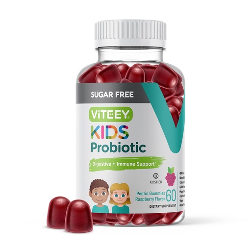 [BRSRMFA3DECR6H36] Viteey Probiotic Gummies for Kids - 2 Billion CFUs - Probiotics Kids Constipation Relief, Natural Immune & Digestive Health Support - Vegan, Gelatin Free, GMO Free - Tasty Chewable Raspberry Flavored