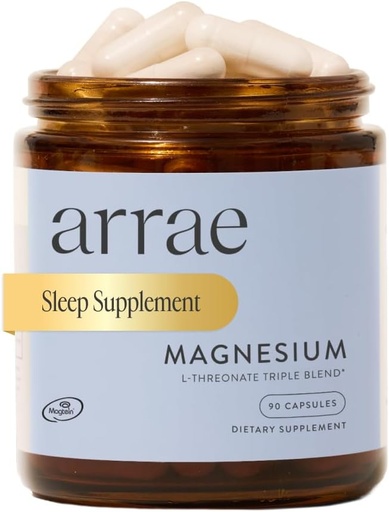 [BRSRAGA6B4BG2ADA] Arrae Magnesium Supplement, Magnesium Glycinate, Citrate & L-треонат, 250 мг, Поддерживающее настроение, сон, нервы и мышцы, 90 капсул