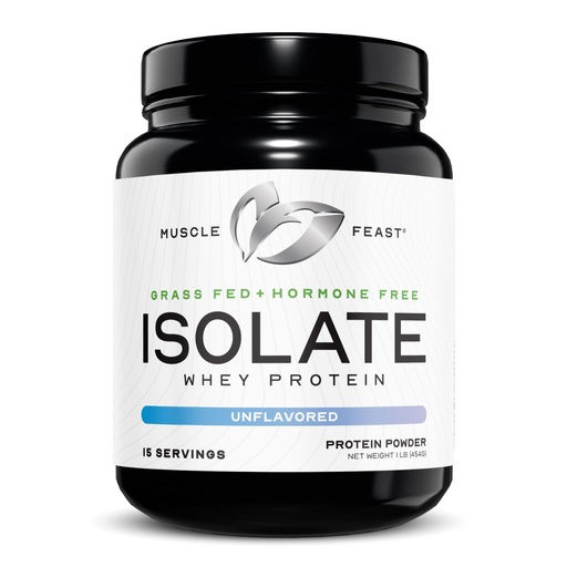 [BRSRAFAECUDQKYAU] Muscle Feast Grass-Fed Whey Protein Isolate, All Natural Hormone Free Pasture Raised, Whey Isolate Protein Powder for Men and Women, Clean, Non-GMO & Gluten-Free, Isolate Protein - Unflavored, 1lb