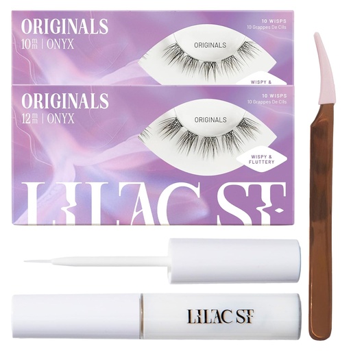 [BRSWYATRO4JQ2DTZ] Lilac St - Originals Starter Kit - Includes Natural Faux Eyelash Clusters (10mm & 12mm), Clear Lash Glue, & Lash Applicator - Lightweight & Lifelike - Lasts 10 Days - Cruelty Free, Vegan - 20 Lashes