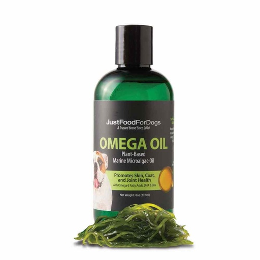 [BRSRAZQBOVYQEFDL] JustFoodForDogs Omega 3 for Dogs, Omega Oil for Dogs, Dog Joint Supplement, Skin and Coat Supplement, Dog Fish Oil Alternative, Human Grade, Vegan, Sustainable & Eco-Friendly - 8 oz