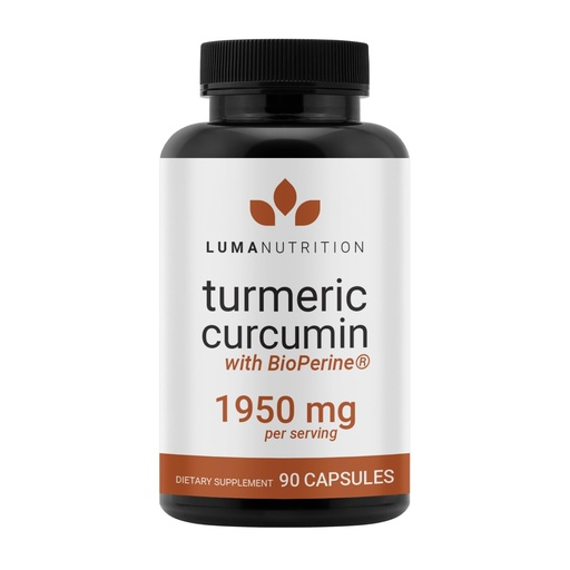 [BRSRMAINC4MRYFLJ] Luma Nutrition Turmeric Curcumin with Black Pepper - 95% Curcuminoids - 1950mg Per Serving - Premium Turmeric Supplement - with BioPerine for Max Absorption - Made in USA - 90 Capsules