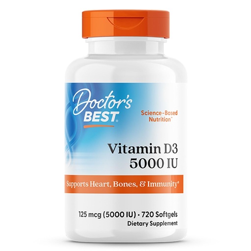 [BRSWIGAOCRYBSAY7] Doctor'S Best Vitamin D3, Capsule 5, 000 Iu for Healthy Bones, Teeth, Heart & Immune Support, Non-GMO, Gluten-Free, Soy Free, 720 Count (Pack of 1)