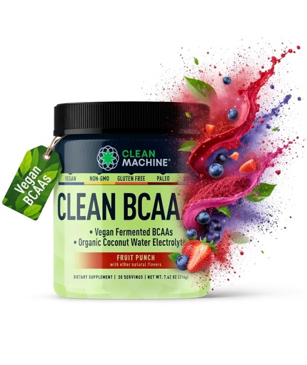 [BRSWYYADPMJWA33B] Clean BCAA - 2:1:1 Food Sourced BCAAs Powder & Coconut Water Electrolytes Recovery & Amino Energy Supplement - Award Winning Vegan Amino Acid Supplement - 30 Servings (30, Fruit Punch)