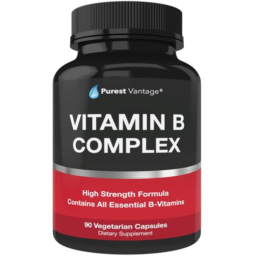 [BRSWGZL2BV5BSH3G] Vitamin B Complex Vitamins B12, B1, B2, B3, B5, B6, B7, B9, Folic Acid - Super B Complex Vitamins for Women, Men, Adults - 90 Vegetarian Capsules