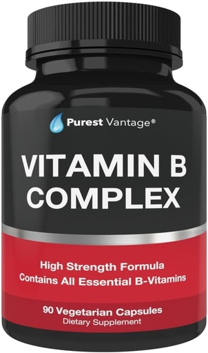 [BRSWGZL2BV5BSH3G] Vitamin B Komplexní vitaminy B12, B1, B2, B3, B5, B6, B7, B9, kyselina listová - Super B Komplexní vitaminy pro ženy, muže, dospělé - 90 Vegetariánských kapslí