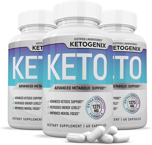 [BRSROBD4DMJQKET3] (3 Pack) Ketogenix Keto Pills 1275MG New & Improved Formula Contains Apple Cider Vinegar Extra Virgin Olive Oil Powder Green Tea Leaf 180 Capsules
