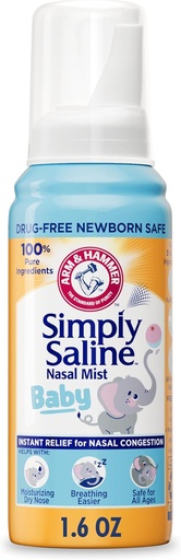 [BRSWIYQ3A4CQIELO] ARM & HAMMER Απλά αλατισμένο Baby Nasal Mist αλατούχο σπρέι, 1.6 oz
