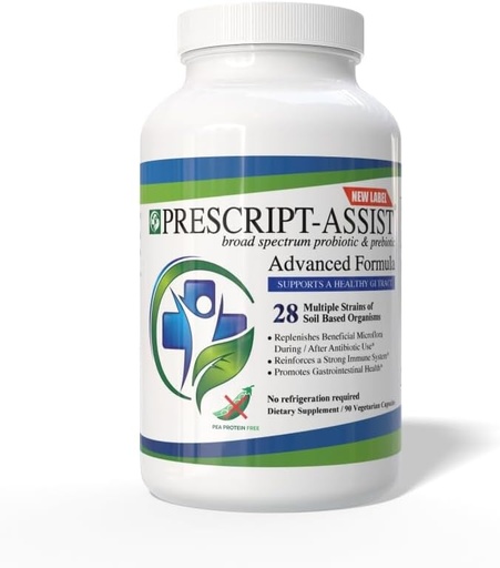 [BRSWYFDQAUOWODLD] Prescript-Assist Prebiotics & Probiotics for Digestive & Immune Health with No Pea Protein for Quick Absorption - Advanced Plant-Based, Vegan, Support Muscle Recovery & Gut Health, 90 Capsules